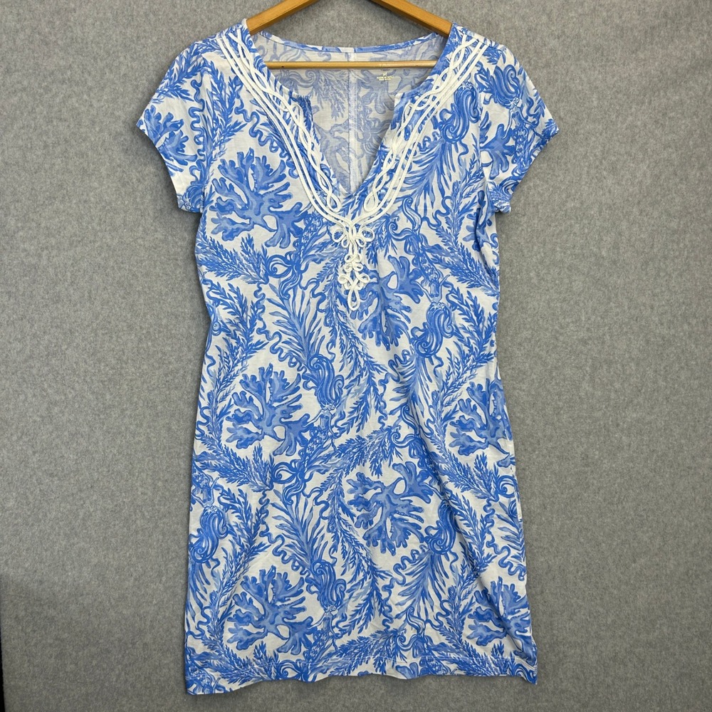 Lilly Pulitzer Brewster T-Shirt Coral Dress Pima Cotton Preppy Resort Medium